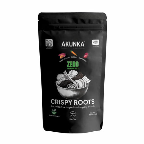 AKUNKA Crispy Roots - Unsalted Vegetable Snack, Sweet Potato, Carrot, Beetroot, High Fiber,