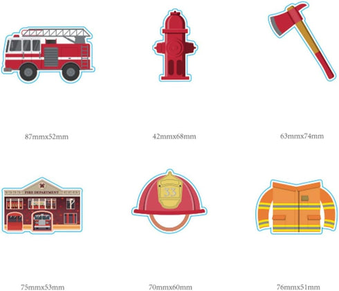 24 Pack Fireman Firefighter Cupcake Toppers - Fire Truck and Fire Extinguishing Cupcake Toppers for Birthday Party