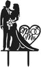Mr And Mrs Wedding Cake Topper, Heart Love Black Acrylic for Engagement Bridal Shower