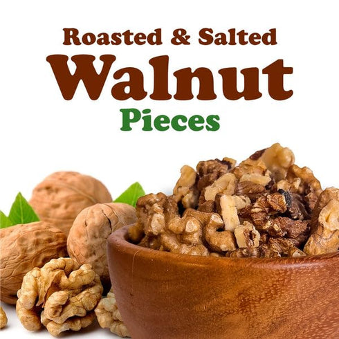 6 Food to Live Dry Roasted Walnut Pieces with Himalayan Salt, Ounces Oven Toasted, Lightly Salted, No Oil Added