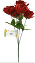 Generic 5-Stem 14 (2) Floral Garden Red and White Velvety Roses, in.