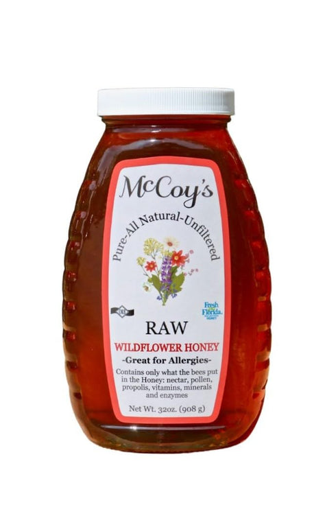 McCoy's Honey - 100% Pure, Raw Honey - Wildflower Honey Jar 32oz