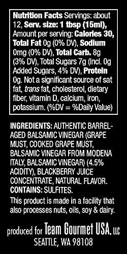 177ml/6oz OMG! Oils: Gourmet Blackberry Barrel-Aged Balsamic Vinegar (Perfect for Dipping, Marinades, Glazing