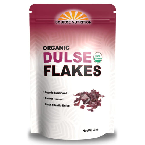 Organic Dulse Flakes - Sun Dried, Wild Crafted North Atlantic Dulse - Palmaria Palmata (4 oz)