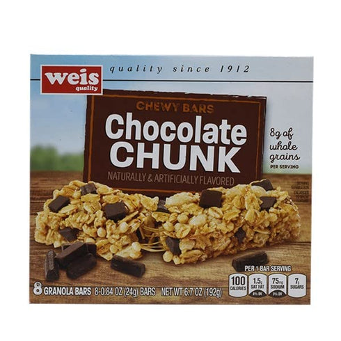 Weis Quality , Chewy Granola Bars Chocolate Chunk, 6.7 Ounce