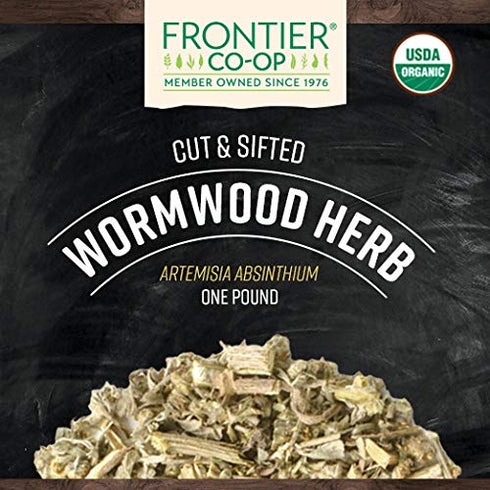 1lb Frontier Co-op Organic Wormwood Herb, Bulk Bag, Cut and Sifted - Artemisia Absinthium | Wormwood Tea and Herbal