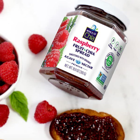 Pack 3, World of Chia Premium Chia Seeds Jam Variety - Strawberry, Raspberry & Blackberry Jams and Preserves - All