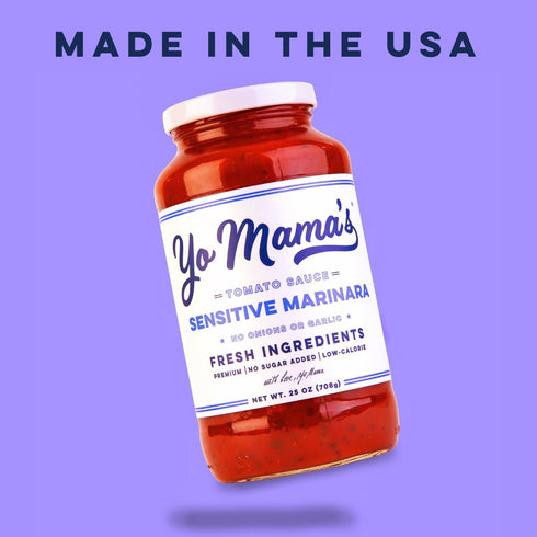 (3) 25 Yo Mama's Foods Sensitive Marinara Pasta Sauce | Ounce Jars | No Sugar Added, Low Carb, Gluten Free, Paleo