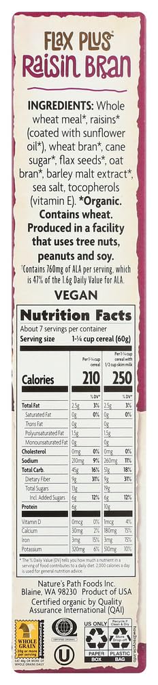14 oz (Pack 1) Nature's Path Organic Flax Plus Raisin Bran Cereal