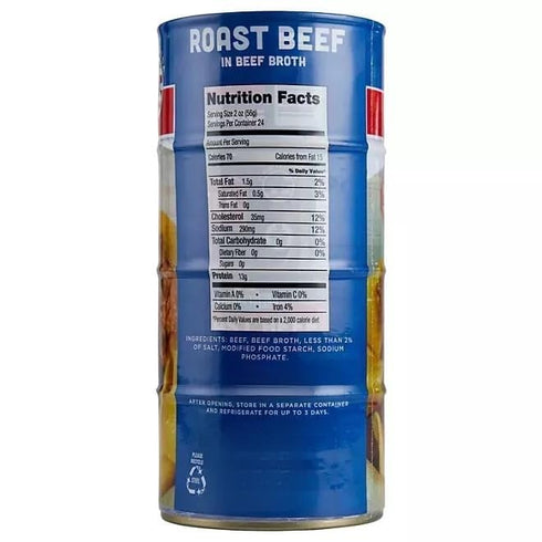 Generic 12 oz., 4 Pack, 3lbs 97% Roast Beef in Beef Broth in a Can, Total, Fat Free