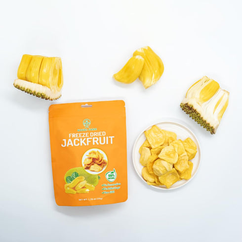 1.76 Oz NOKKI FARM Freeze Dried Jackfruit - Healthy & Exotic Tropical Superfood Snacks, No Added Sugar