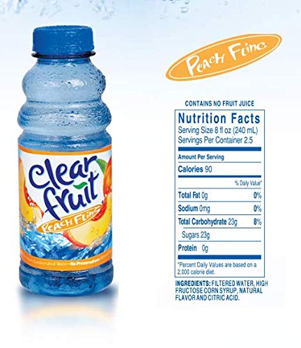 Clear Fruit 12 Pack 20 Water Ounce Bottles Non Carbonated Water Beverage (Peach Fling)