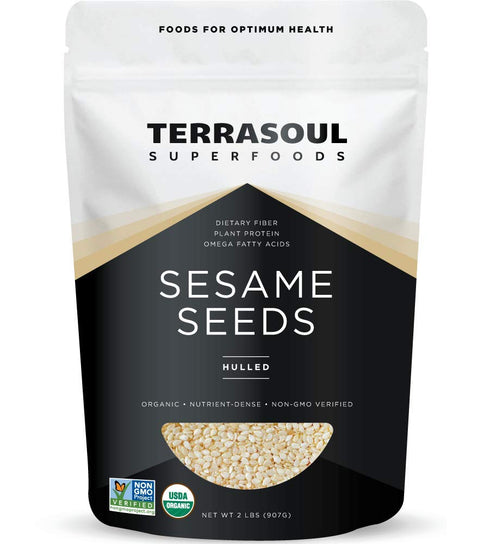 Terrasoul Superfoods Organic Hulled Sesame Seeds, 2 Lbs - Perfect for Tahini