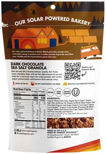 12 Grandy Organics, Granola Dark Chocolate Sea Salt, Ounce