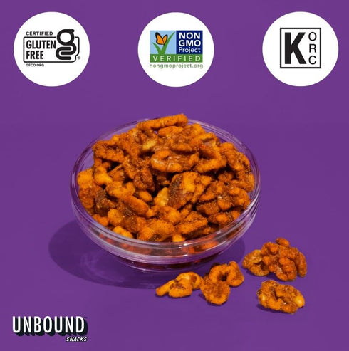 4 oz (Pack 4) 4g 3g 3, Unbound Snacks Flavored Nuts - Toasted Churro Walnuts, of - Healthy Snacks, Protein, Sugar, High