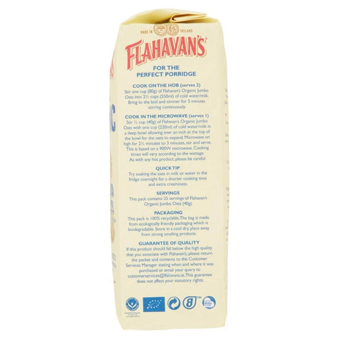 100% 200 2.2 Lbs (1kg) Flahavan's Organic Porridge Oats | Wholegrain Rolled Oats | Trusted For Over Years | Product