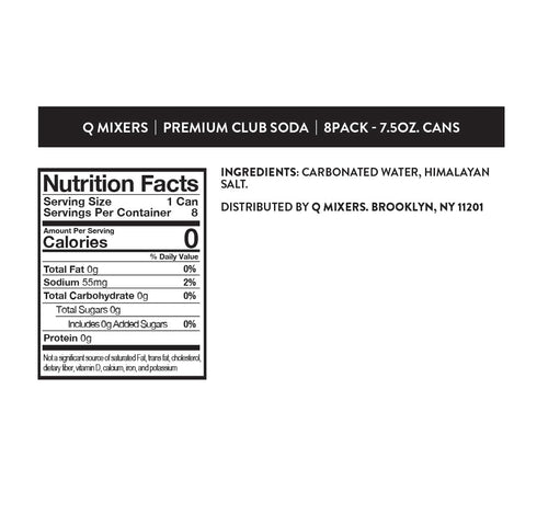0 7.5 oz (Pack 8) Q CLUB SODA - Club soda with Himalayan Salt - Ideal for Cocktails & Mocktails - No Sugar, Perfectly