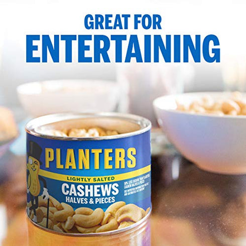 8oz (4 PLANTERS Salted Cashew Halves & Pieces, Party Snacks, Plant-Based Protein Canister)