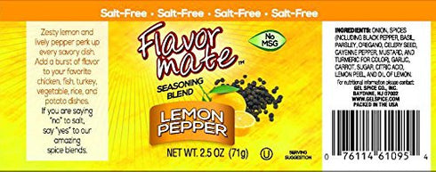 Flavor Mate No Salt Seasoning Blend Variety Pack - Original, Garlic and Herb, Southwest Chipotle, Lemon & Pepper - 2.5