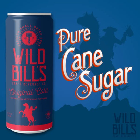 12 Oz 12 Pack Wild Bill's Original Cola Soda Classic Craft Soda Pop Soft Drinks, Sodas Made with Pure Cane Sugar