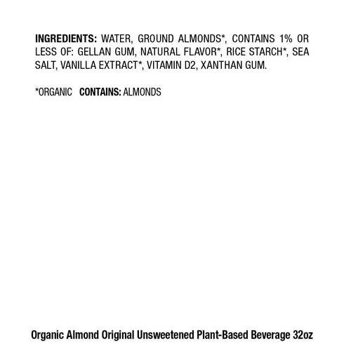 32 Pacific Foods Organic Unsweetened Almond Original Plant-Based Beverage, Ounce