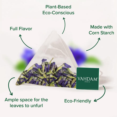(40 VAHDAM, Butterfly Pea Flower Tea Bags Pyramid Teabags) Vegan, Non-GMO | Delicate & Earthy | Direct From Source