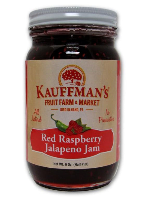 Kauffman's Fruit Farm Kauffman Orchards Red Raspberry Jalapeno Jam, All Natural, No Preservatives, 9 Oz.