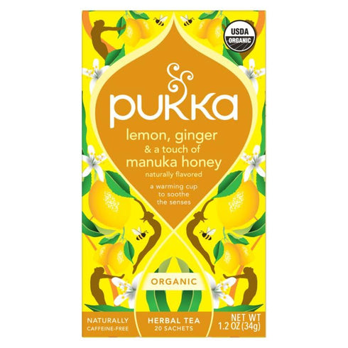 Immune 80 (20ct Pack 4) Pukka Organic Lemon, Ginger & Manuka Honey Herbal Tea, Boosting Organic Tea Infusion Selection