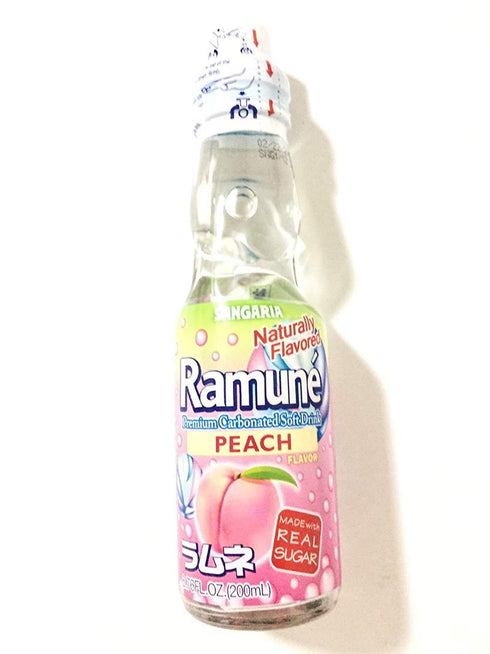 Ramune Peach Flavor Japanese Marble Soda - Delicious Refreshment