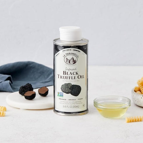 Set, 8.45 Oz (Set 2) La Tourangelle, White Truffle Oil & Black Truffle Oil Complex Gourmet Earthy Flavor for Drizzling