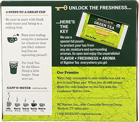 6 case.6 Bigelow Organic Decaffeinated Green Tea - per