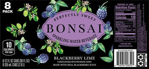 Bonsai 12 oz 8 pack Blackberry Lime Sweetened Sparkling Water, fl cans