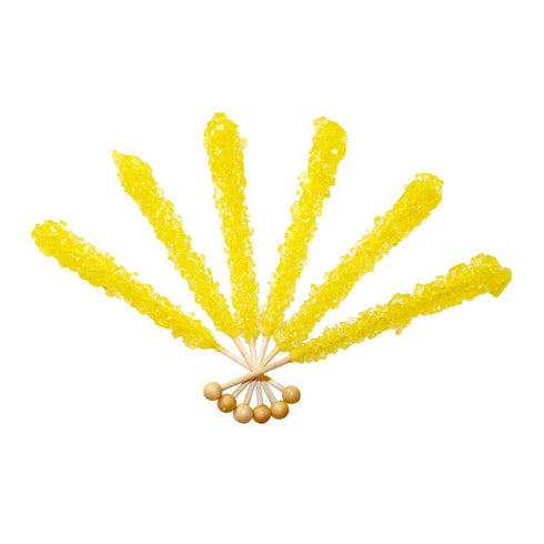 Extra Large Rock Candy Sticks, 6 Yellow Banana Flavored, Individually Wrapped for Party Favors