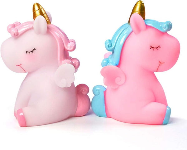 Unicorn Birthday Cake Topper, 2 Pack Unicorn Figurines for Cupcake Dessert DIY Decoration Accessories, Baby Shower Toy