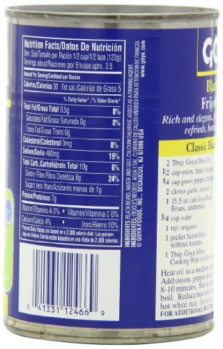 15.5 Oz Pack 6 Goya Black Beans - Frijoles Negros of Home Grocery Product