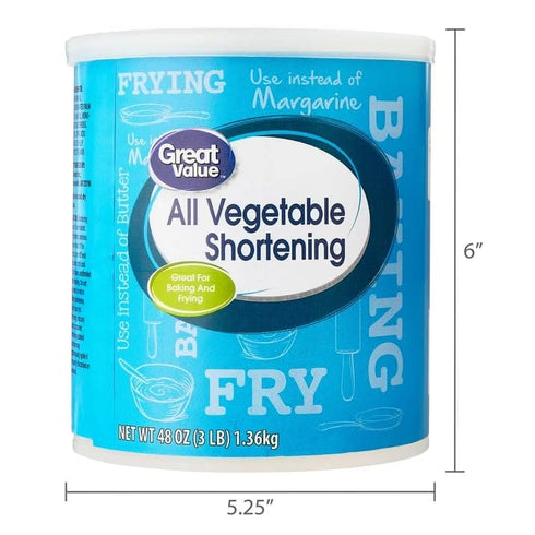 Boltman 48 oz (Pack 2, 96 oz 0g Great Value All Vegetable Shortening, Can of Total) - Perfect for Baking & Frying