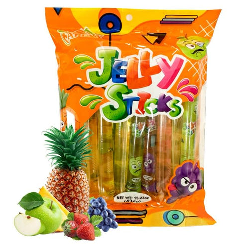 APEXY Jelly Straws, Fruit Jelly Filled Strips, Assorted Fruit Jelly Sticks, 15.23oz (432g)
