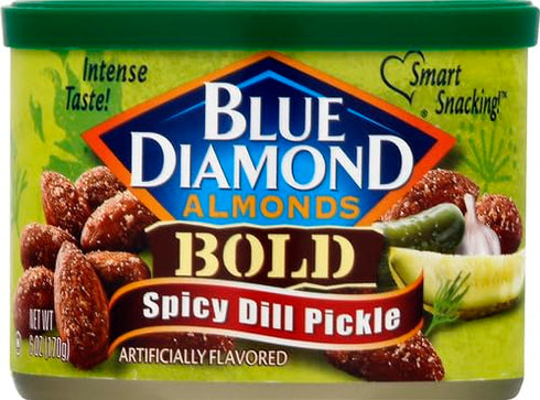 Blue Diamond Almonds Spicy Dill Pickle Flavored Snack Nuts, 6 Oz Resealable Can (Pack of 1)