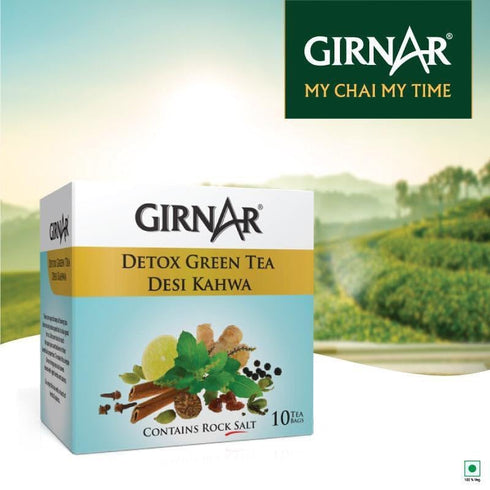 GIRNAR 36 2 Packs Green Tea Desi Kahwa (Detox Tea) - Tea Bags X