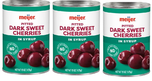 Generic Dark Sweet Cherries in Syrup Pitted, (3 Cans, 15 oz. each)