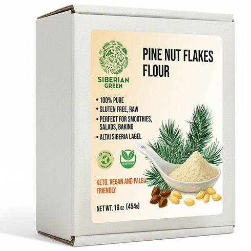 454g (16 oz) 100% Siberian Pine Nut Flakes Flour Cedar Kernel Powder Wild Harvested Pure