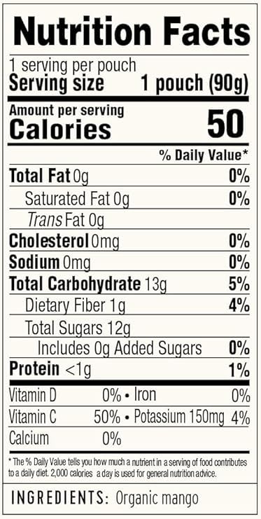 100% 3.17oz (24 Pack) Golden Farms Mango Pouches, Single Ingredient Healthy Snacks, Pure Fruit, No Added Sugar, Vegan