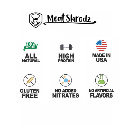 6 Pack) Backpacking Meat Shredz - Premium Dried Pulled Pork (Variety, | Gluten Free | High Protein & Low Sugar | Bacon
