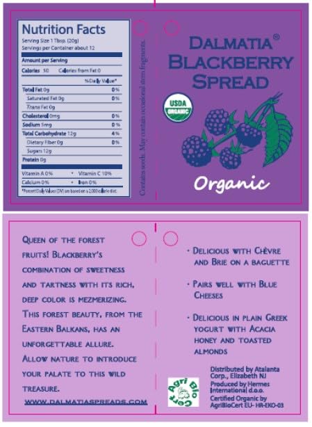 Generic 8.5 oz, 4 Pack Dalmatia Import Organic Blackberry Spread