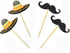 Morndew 24 PCS Sombrero Mustache Cupcake Toppers - Decorations for Mexican Fiesta Themed Party, Birthday, Baby Shower