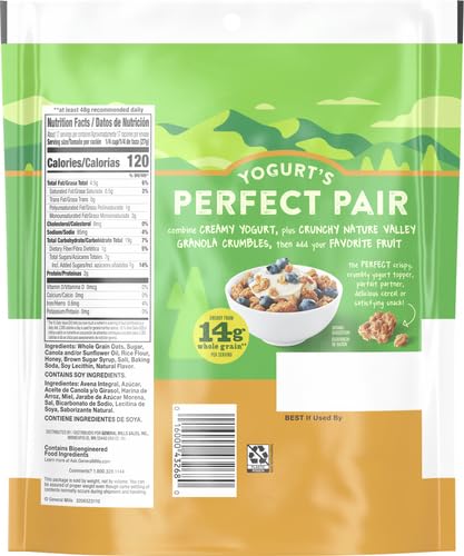 Cereal,16 oz,(Pack 4) Nature Valley Oats & Honey Big & Crunchy Granola Breakfast