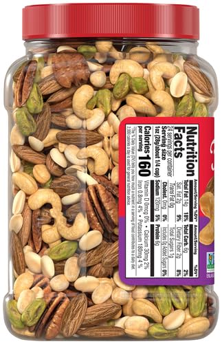 24 (Pack 2), Fisher Oven Roasted Never Fried Mixed Nuts with Peanuts, Ounces of Peanuts, Almonds, Cashews, Pistachios