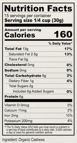 1 lb, Anthony's Organic Whole Cashews, Raw, Unsalted & Gluten Free