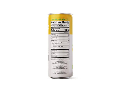 NASAMI 100% 11.1 oz (330ml) Pack 24 Mango Juice Not From Concentrate, No Sugar Added, Natural Fruit Drink, fl Cans
