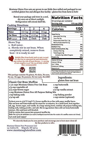 Montana Gluten Free 3 Gluten Free Oat Bran - Pound Bag